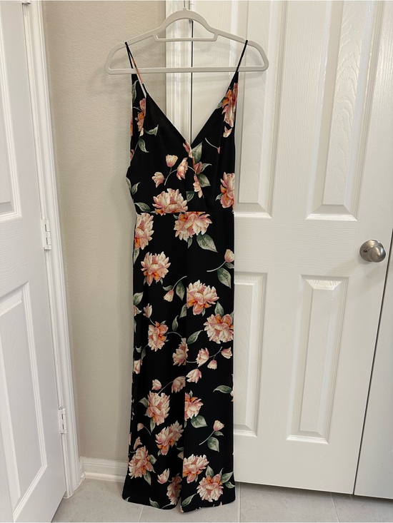 Lush Dresses & Skirts - Lush Black Maxi Slip Dress with Pink & Peach Floral Print